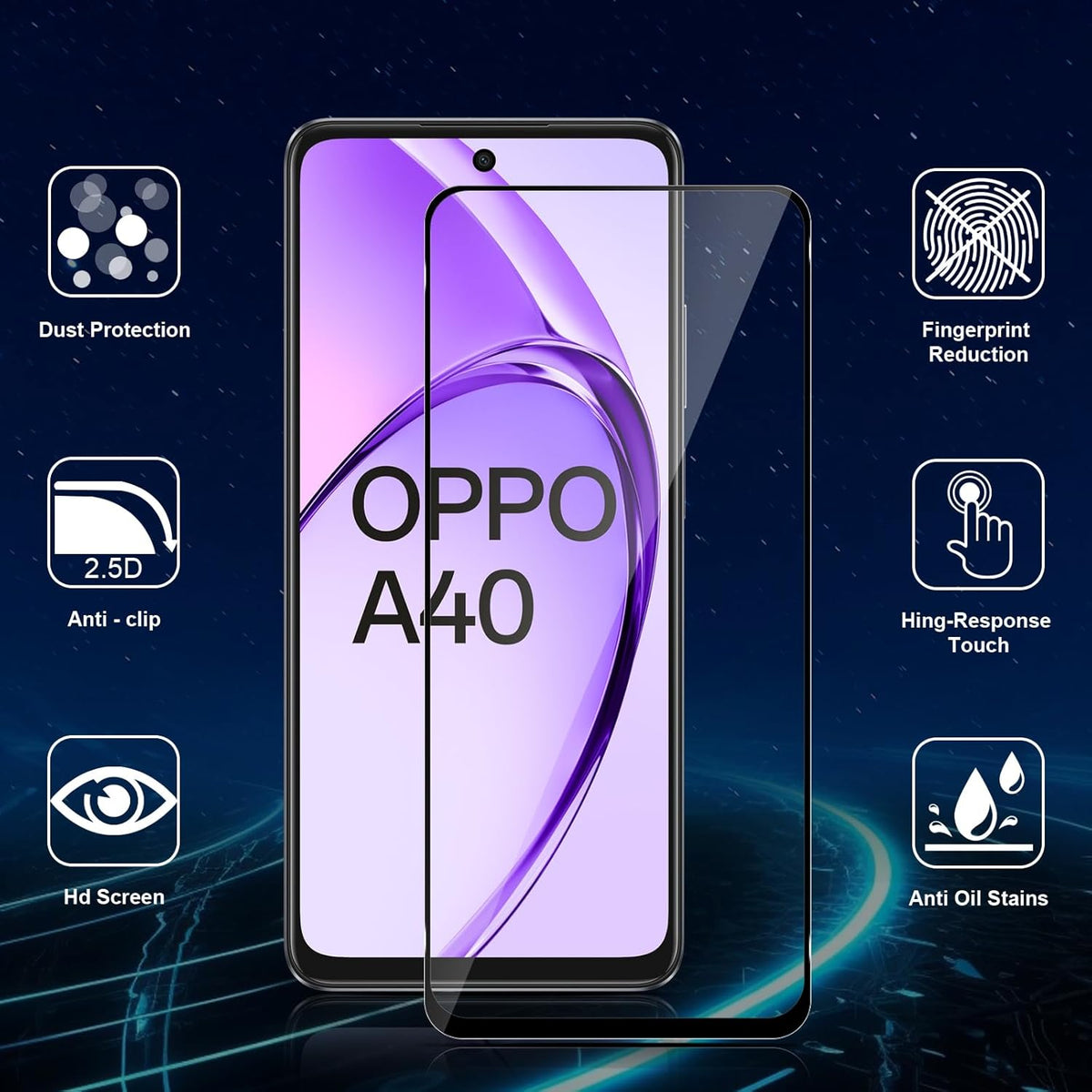 Oppo A60 / A40m / A40 Schutzfolie - Full Cover - 2 Stück