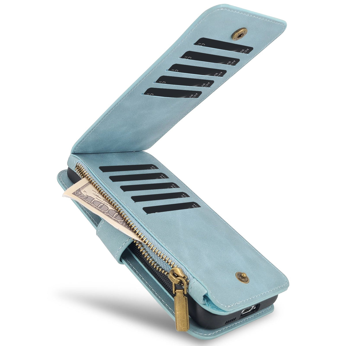 Samsung Galaxy S24 Hoesje - Aqua Blue - 2 in 1 Bookcase met Rits
