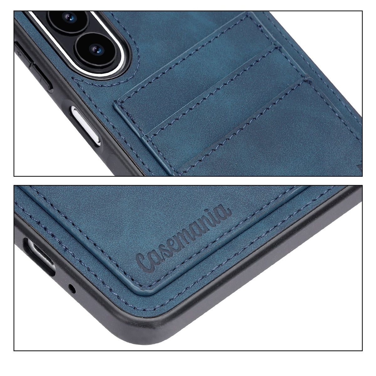 Samsung Galaxy A27 Hoesje - Navy Blue - Kunstleren Back Cover met Pasjeshouder