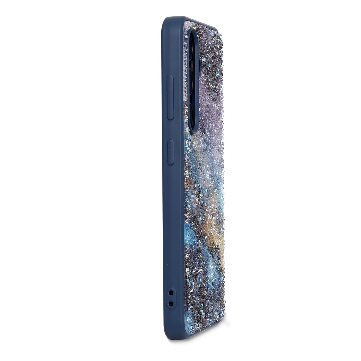 Samsung Galaxy S25 Plus Hoesje - Blauw - Diamant Marmer Glitter Back Cover