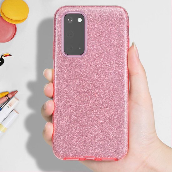 Samsung Galaxy A03 Hoesje - Roze - Glitter Back Cover