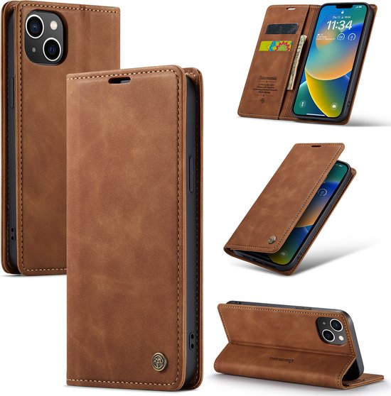 iPhone 14 Hoesje - Sienna Brown - Dunne Bookcase
