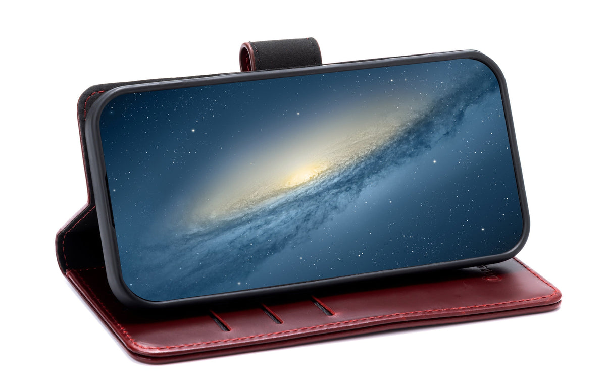 Samsung Galaxy A17 Hoesje - Maroon Red - Echt Leren book Bookcase