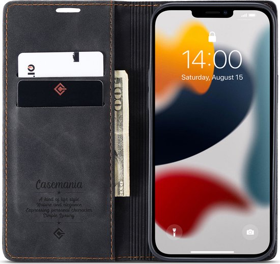 Apple iPhone 12 Pro Max Hoesje - Charcoal Gray - Dunne Bookcase