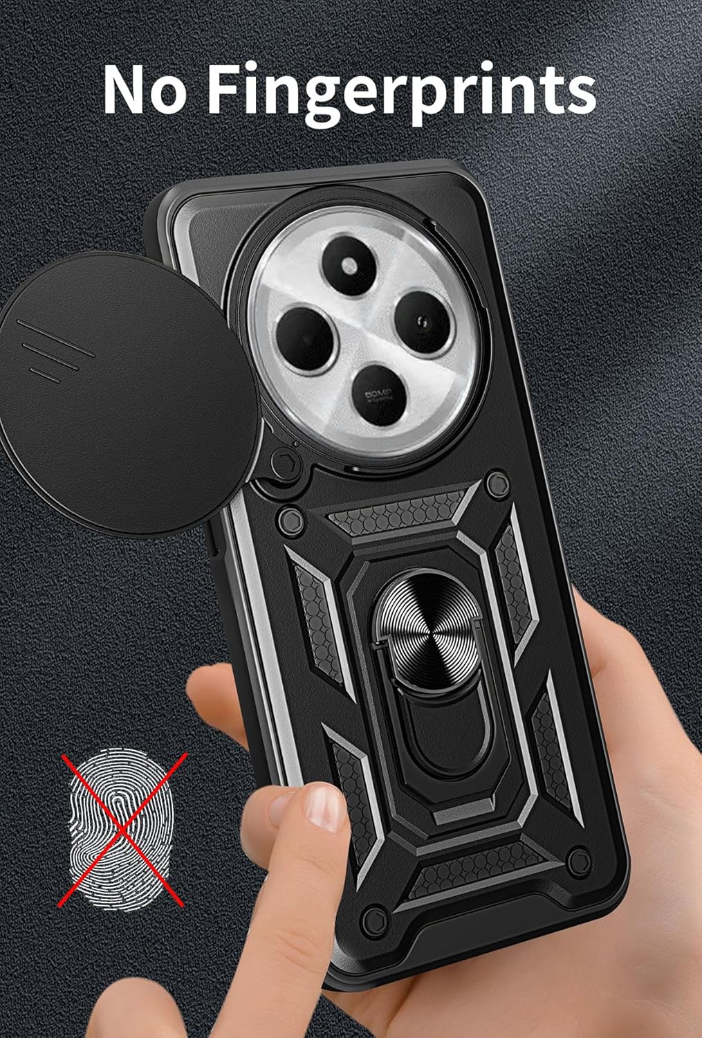 Xiaomi Redmi 14C Hoesje - Zwart - Armor Kickstand Camera Back Cover