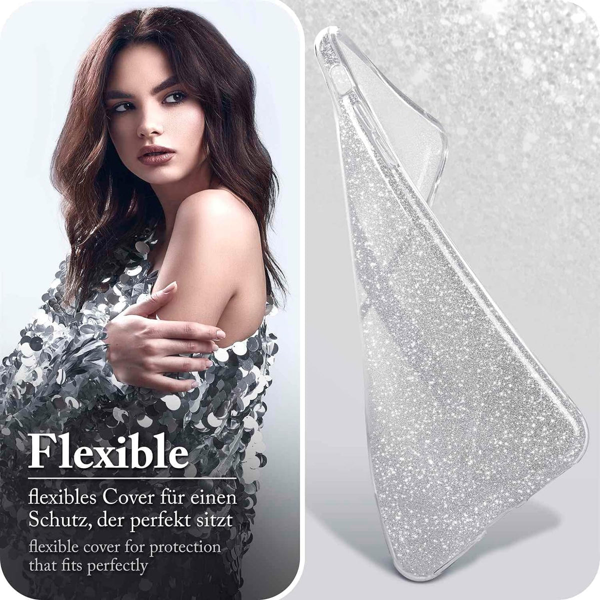 Samsung Galaxy S24 Ultra Case - Silver - Glitter Back Cover