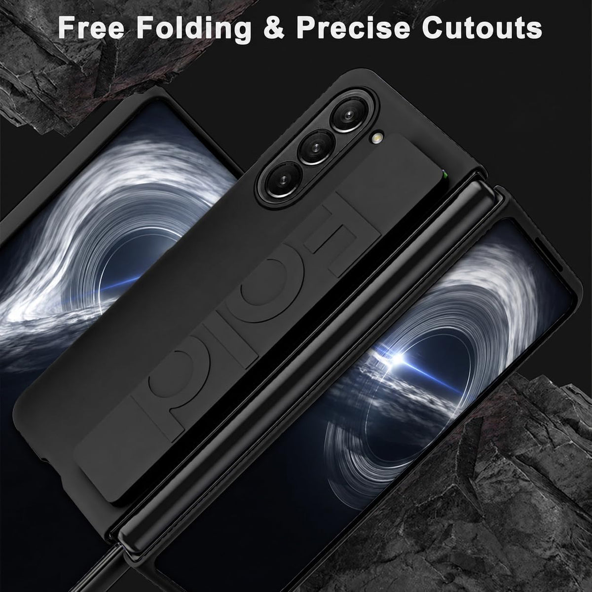 Samsung Galaxy Z Fold8 Ultra Hoesje - Zwart - Dunne Back Cover met Elastische Handstrap