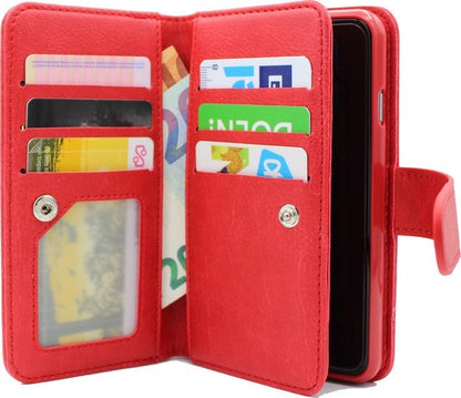 Samsung Galaxy J7 (2017) Hoesje - Rood - 2 in 1 Bookcase met 10 Kaart Vakken