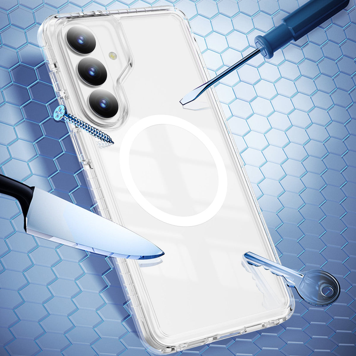 Samsung Galaxy S26 Hoesje - Wit - Shock-proof Hybrid MagSafe Back Cover