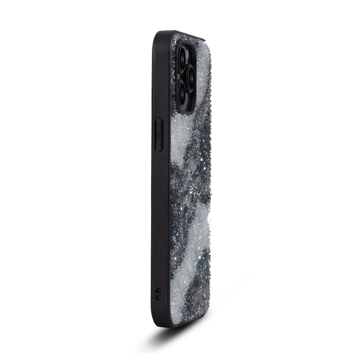 Apple iPhone 14 Pro Hoesje - Zwart - Diamant Marmer Glitter Back Cover