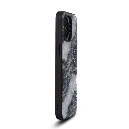 Apple iPhone 14 Pro Hoesje - Zwart - Diamant Marmer Glitter Back Cover