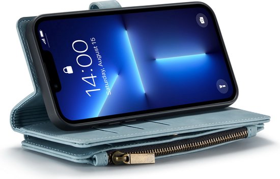 Apple iPhone 13 Pro Max Hoesje - Aqua Blue - Luxe Bookcase met Rits