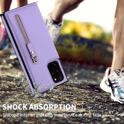 Samsung Galaxy S20 FE Hoesje - Paars - Luxe Back Cover met Telefoonkoord en Rits