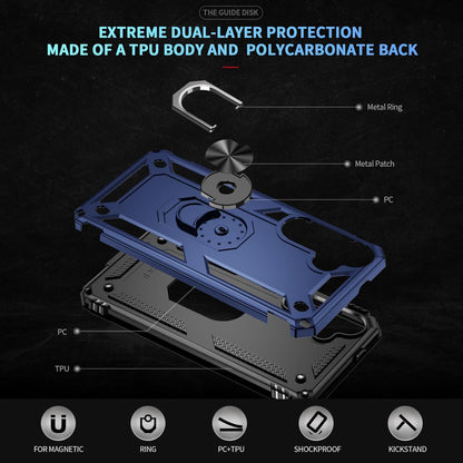 Samsung Galaxy A37 Hoesje - Blauw - Armor Kickstand Back Cover