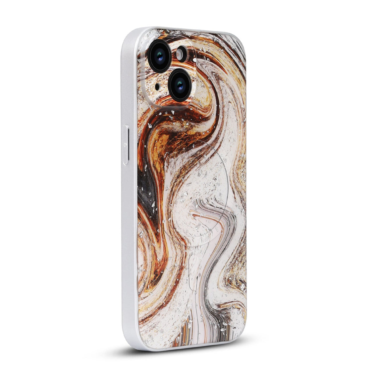Apple iPhone 15 Hoesje - Wit - Marmer Glitter MagSafe Back Cover