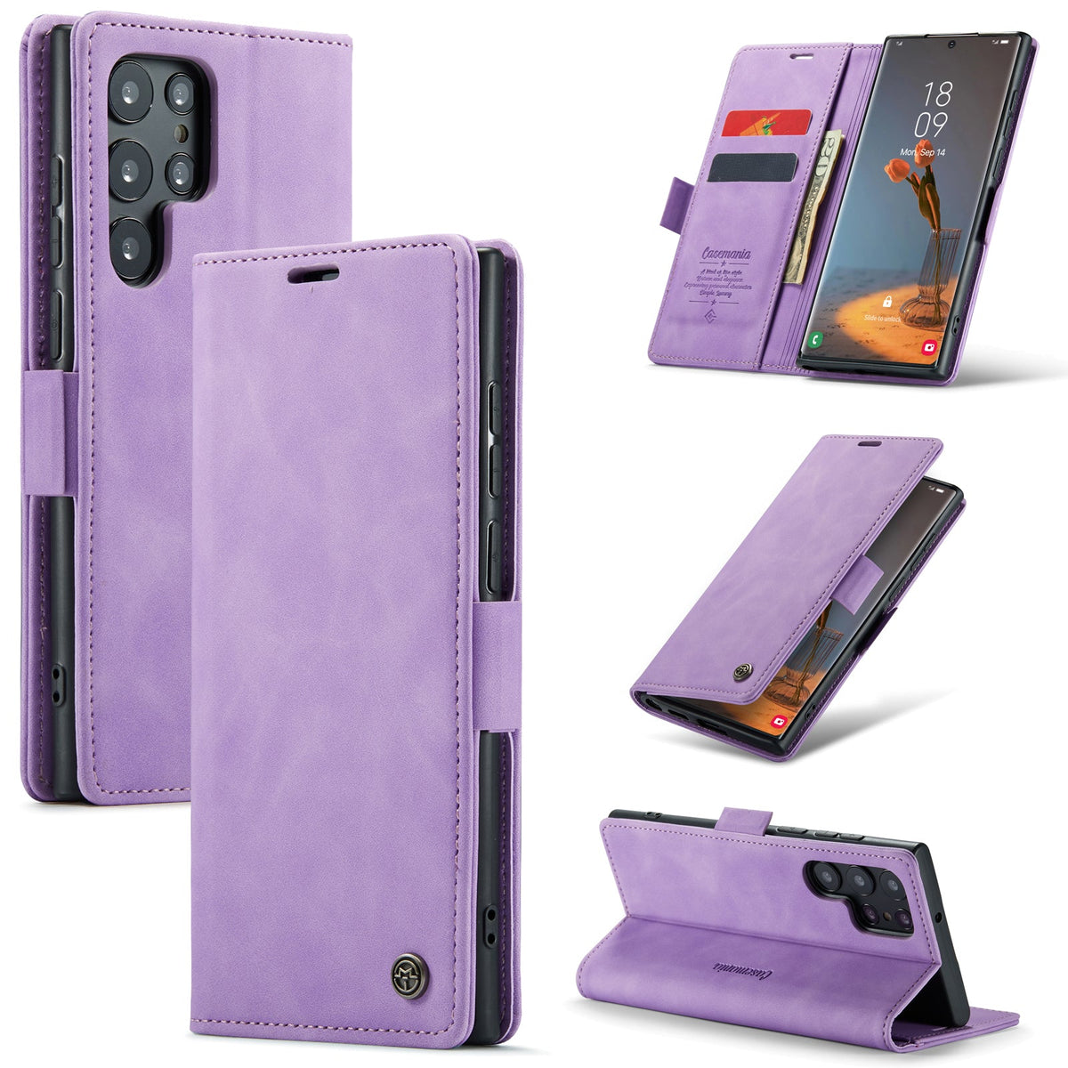 Samsung Galaxy S24 Ultra Hoesje - Bright Lila - Dunne Bookcase