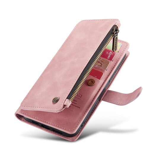 Apple iPhone 14 Pro Max Hoesje - Pale Pink - Luxe Bookcase met Rits en Telefoonkoord