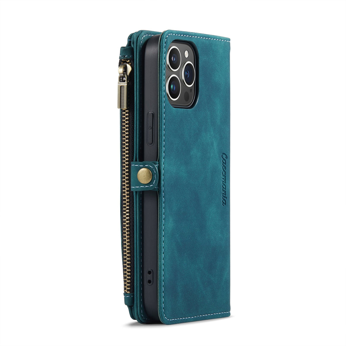 Apple iPhone 15 Plus Hoesje - Emerald Green - Luxe MagSafe Bookcase met Rits en Telefoonkoord