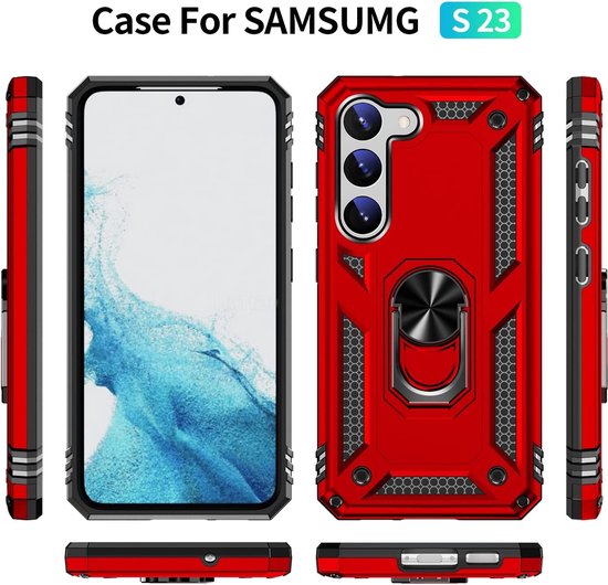 Samsung Galaxy S23 Case - Red - Armor Kickstand Back Cover