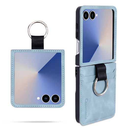 Samsung Galaxy Z Flip 7 Case - Aqua Blue - Ring Kickstand Back Cover