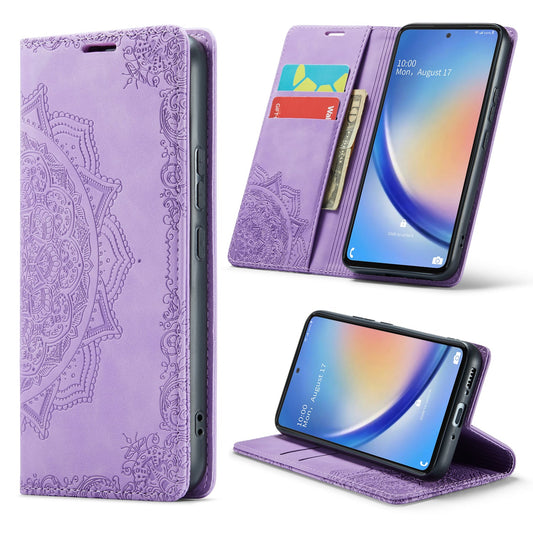 Samsung Galaxy A14 4G Hülle - Bright Lila - Mandala Schlanke Klapphülle mit Kartenfach