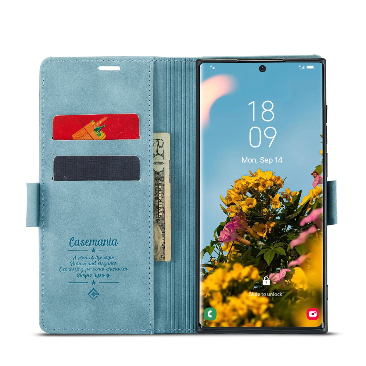 Samsung Galaxy S24 Ultra Case - Aqua Blue - Slim Wallet Case