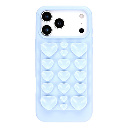 Apple iPhone 18 Pro Hoesje - Licht Blauw - Siliconen Back Cover met Afneembare Hartjes Zuignappen