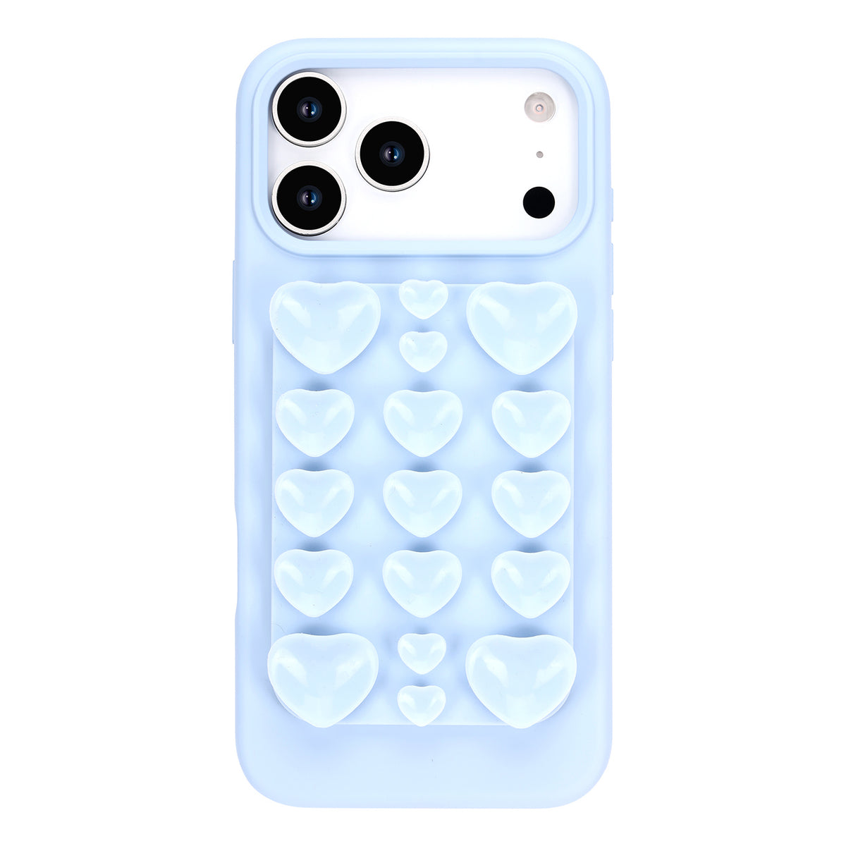 Apple iPhone 18 Pro Max Hoesje - Licht Blauw - Siliconen Back Cover met Afneembare Hartjes Zuignappen