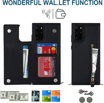 Samsung Galaxy S20 FE Hoesje - Zwart - Luxe Back Cover met Telefoonkoord en Rits