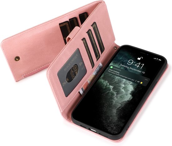 Oppo A96 Hoesje - Roze - Extra Stevige Luxe Bookcase met Rits en Vakken