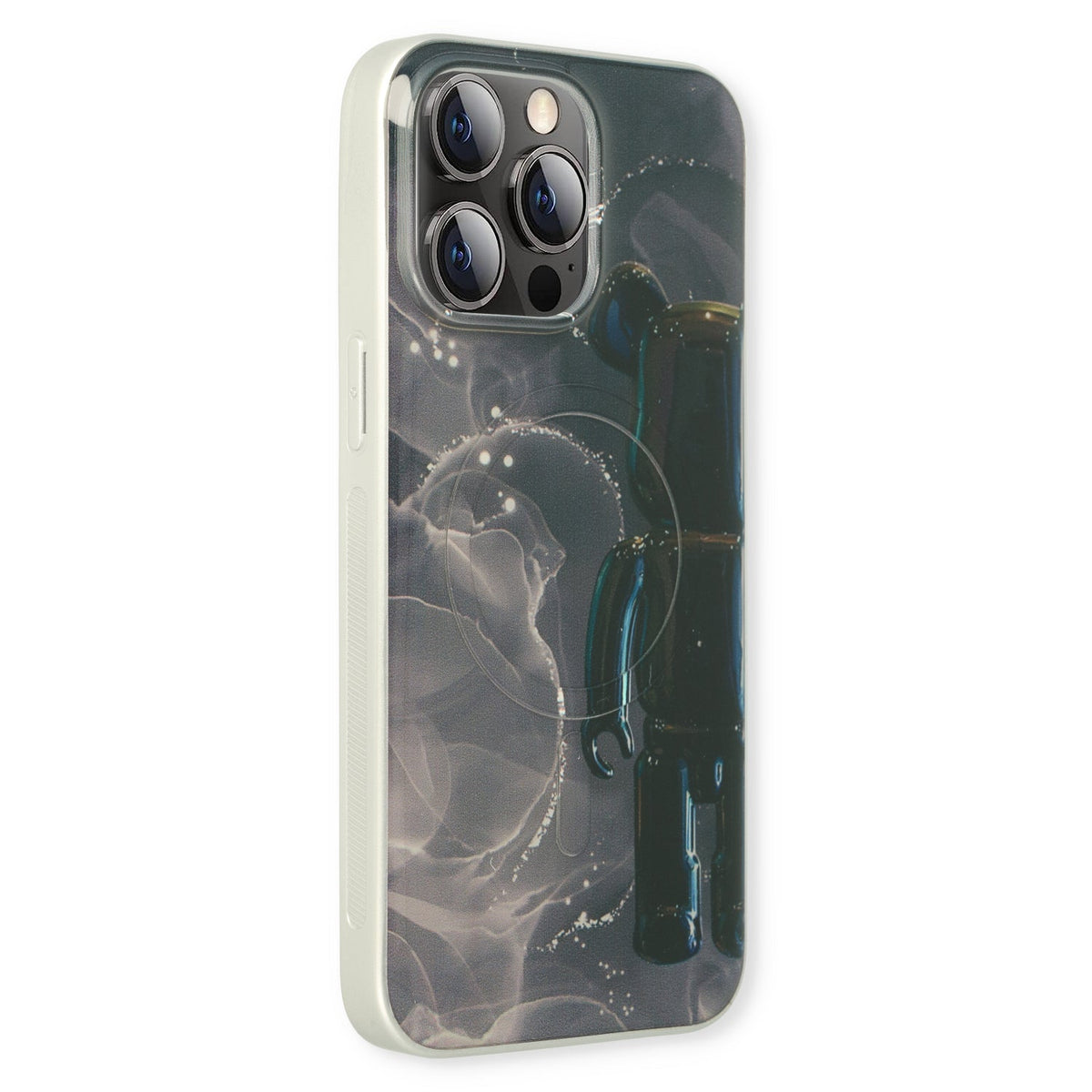 Apple iPhone 15 Pro Max Hoesje - Zwart - Siliconen Marmer MagSafe Back Cover