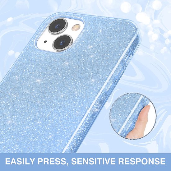 Apple iPhone 13 Mini Hoesje - Blauw - Glitter MagSafe Back Cover