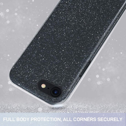Apple iPhone 7 Hülle - Schwarz - Glitzer-Backcover
