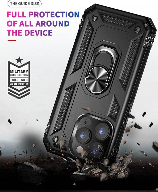 Apple iPhone 14 Pro Hoesje - Zwart - Armor Kickstand Back Cover