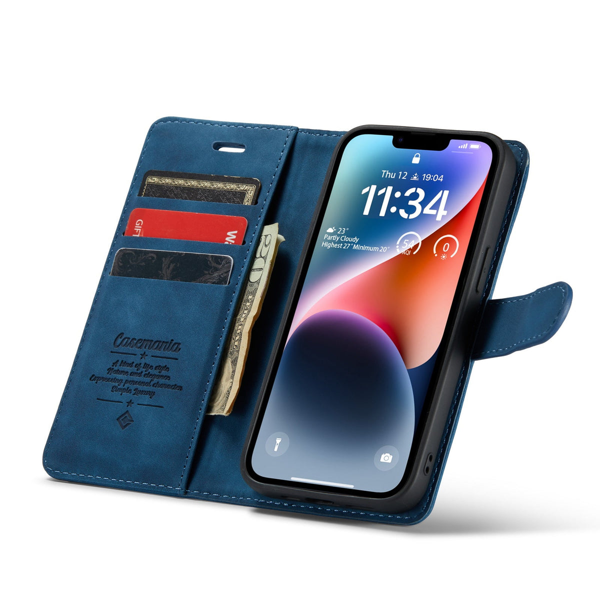 iPhone 15 Hoesje - Navy Blue - 2 in 1 Bookcase