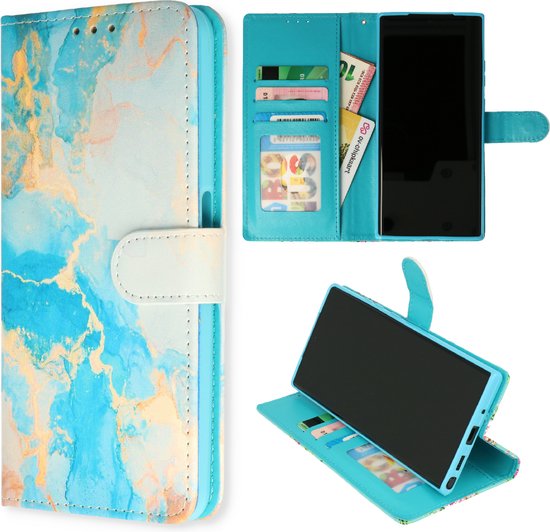 Samsung Galaxy S21 FE Hoesje - Marmer Aqua - Print Bookcase