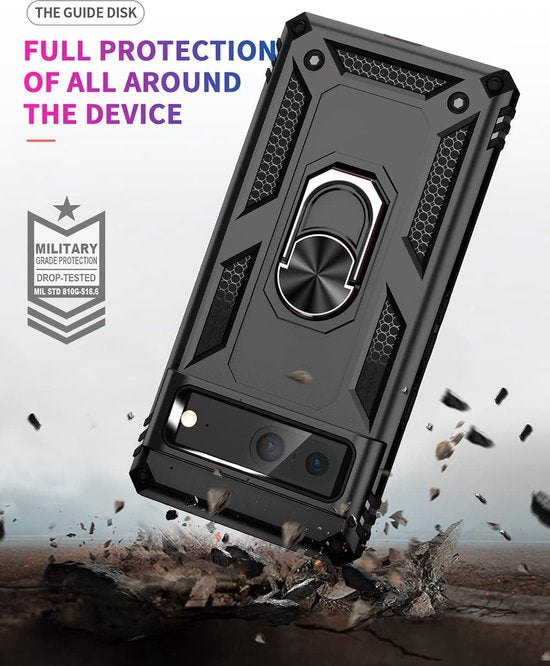 Google Pixel 7 Hülle - Schwarz - Armor-Ständer-Backcover