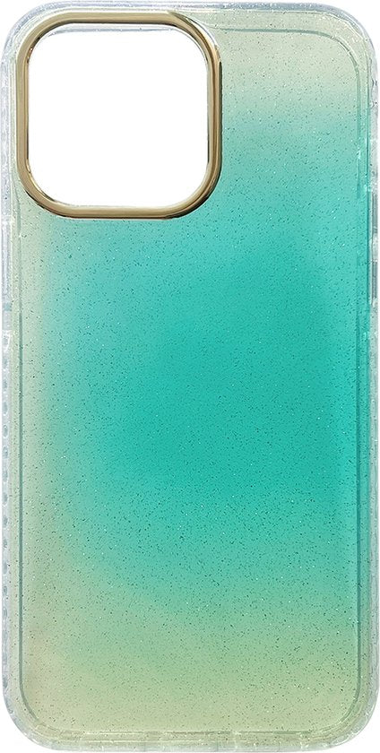 Apple iPhone 14 Pro Hoesje - Turquoise - Glitter Back Cover