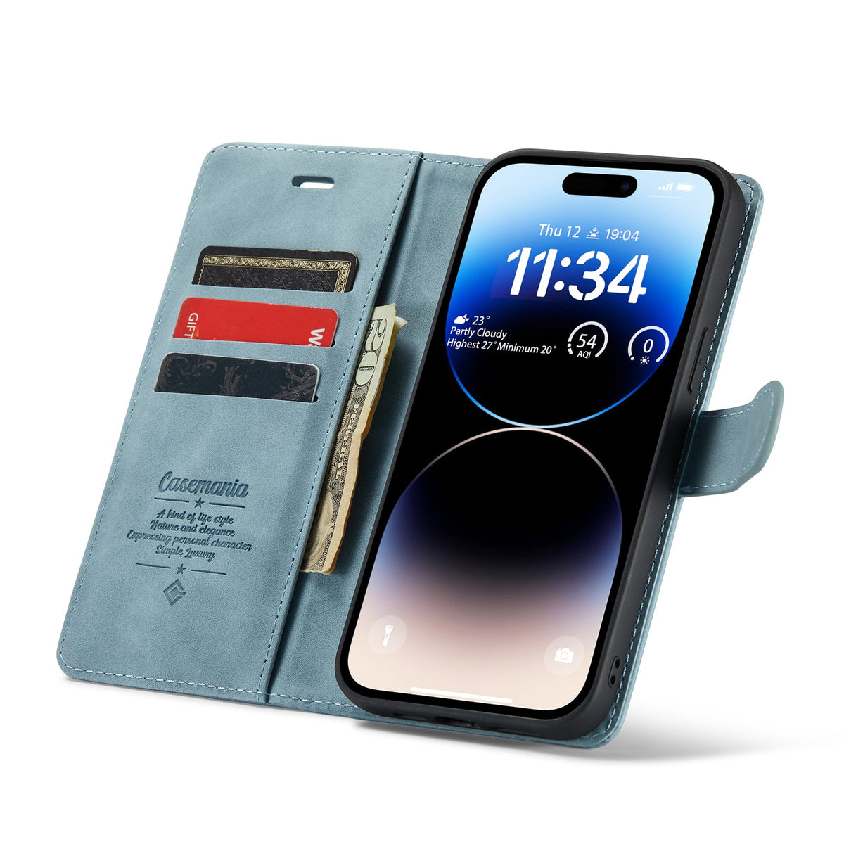 Apple iPhone 15 Pro Hoesje - Aqua Blue - 2 in 1 Bookcase