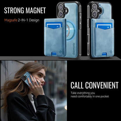 Apple iPhone 16 Hoesje - Aqua Blue - MagSafe Back Cover met Pasjeshouder