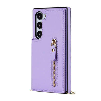 Samsung Galaxy S24 Hoesje - Paars - Luxe Back Cover met Telefoonkoord en Rits