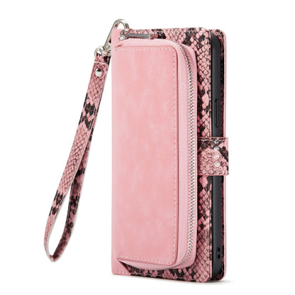 Apple iPhone 13 Pro Max Case - Pink - Luxury Snake Print Wallet Case with Zip and Card Holder