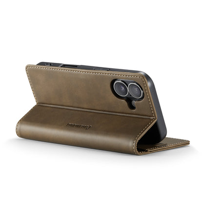 Apple iPhone 17 Case - Cedar Brown - Faux Leather Wallet Case