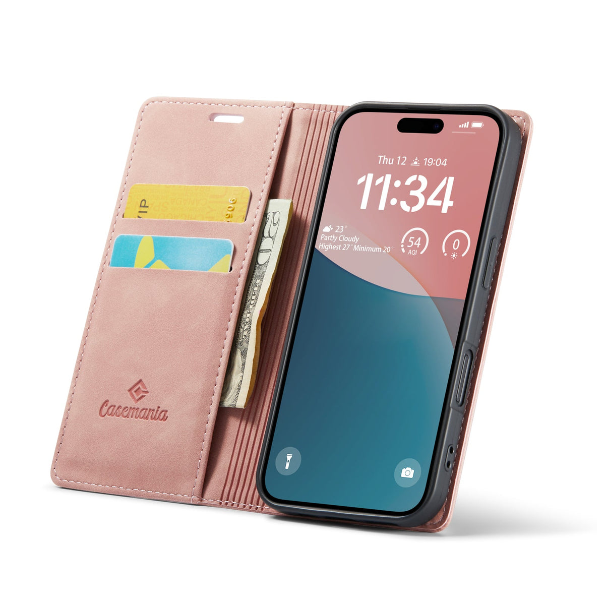 iPhone 16 Hoesje - Pale Pink - Dunne Bookcase