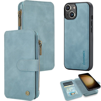 Apple iPhone 15 Plus Hülle - Aqua Blue - 2-in-1 Klapphülle mit Reißverschluss