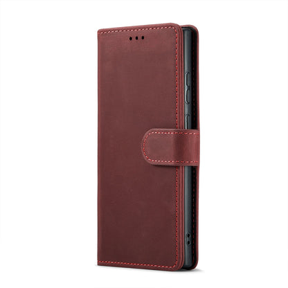 Samsung Galaxy S24 Ultra Hülle - Crimson Red - Echtleder-Klapphülle mit Kartenfach
