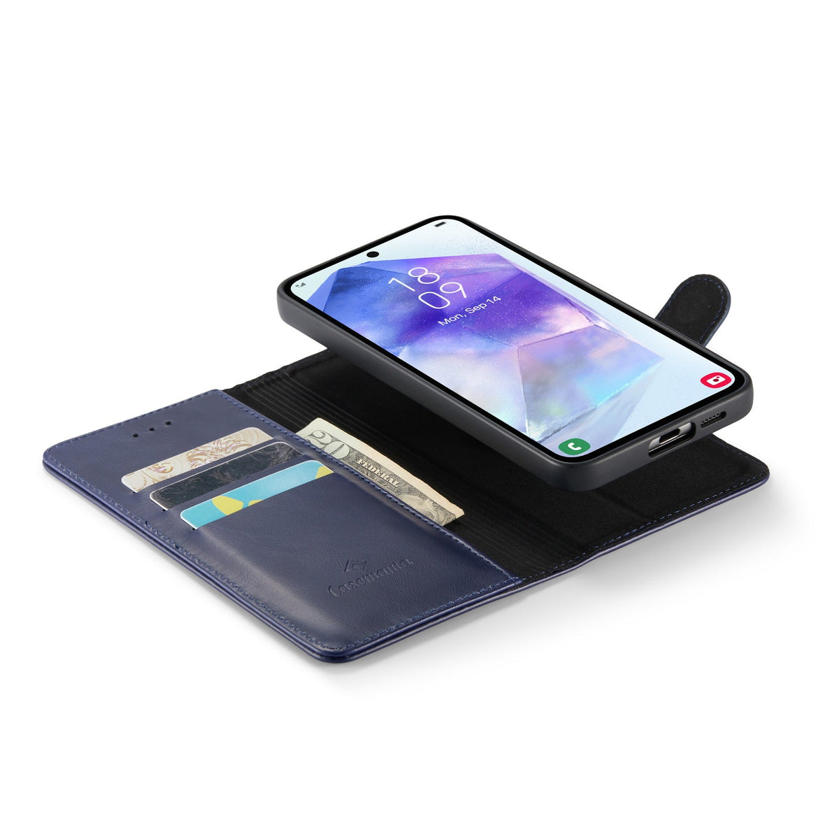 Samsung Galaxy A55 Hoesje - Navy Blue - Echt Leren 2 in 1 Bookcase