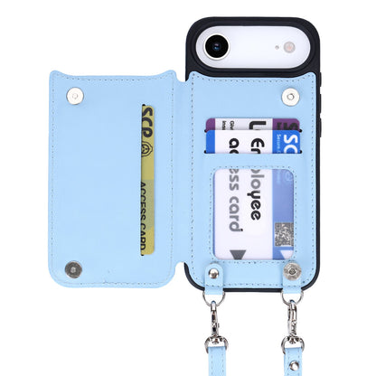 Apple iPhone Air Hoesje - Licht Blauw - Luxe Back Cover met Telefoonkoord en Rits