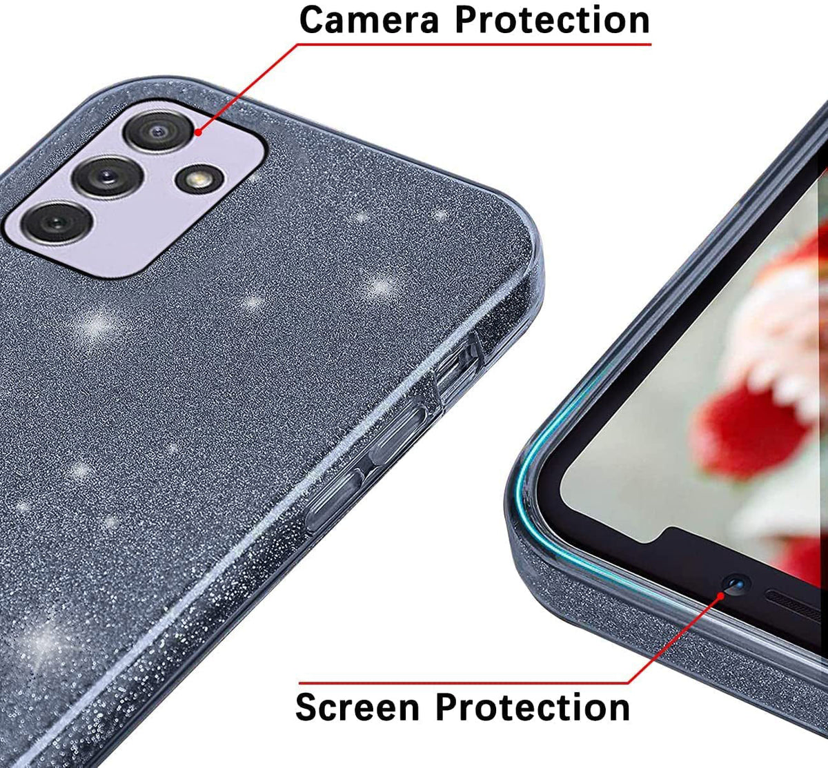 Samsung Galaxy A55 Hoesje - Zwart - Glitter Back Cover