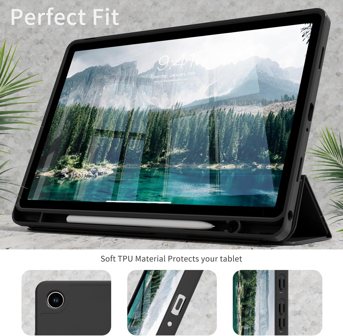 Samsung Galaxy Tab A9 Tablethoes - Zwart - Smart Cover